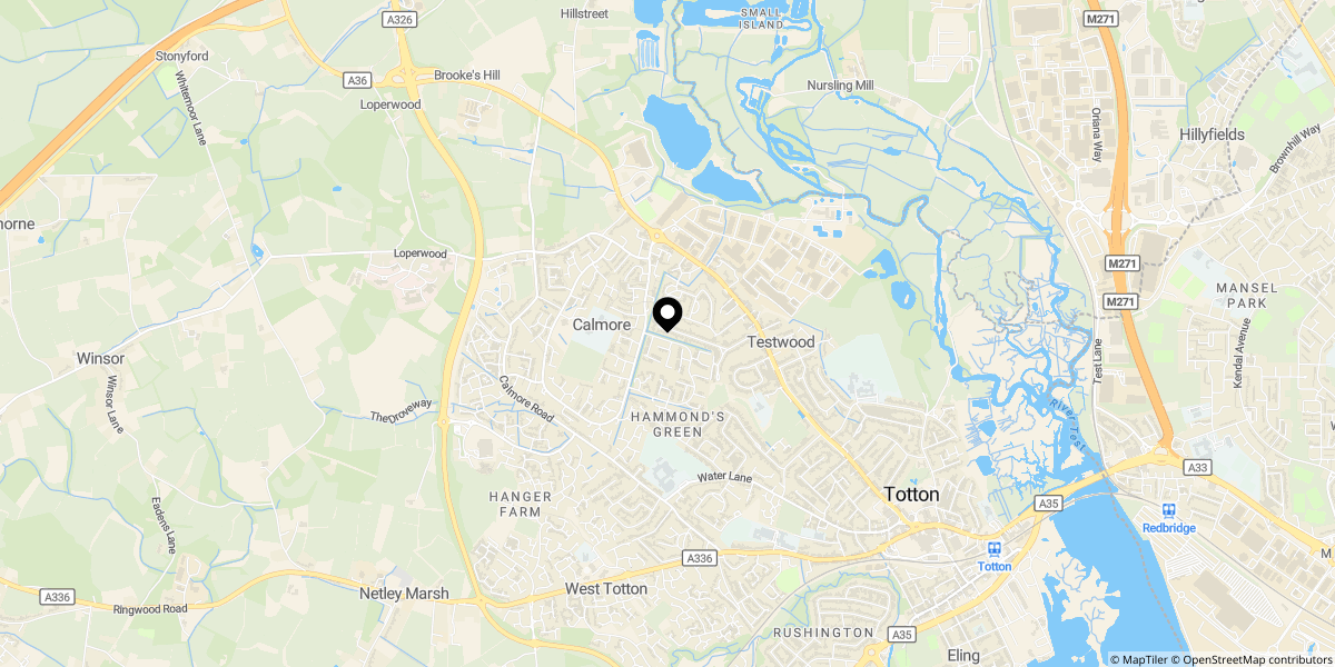 Approximate location of Ewell Way, Totton, SO40