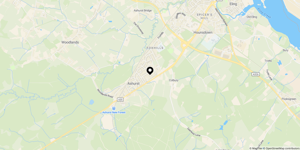Approximate location of Cooper Road, Ashurst