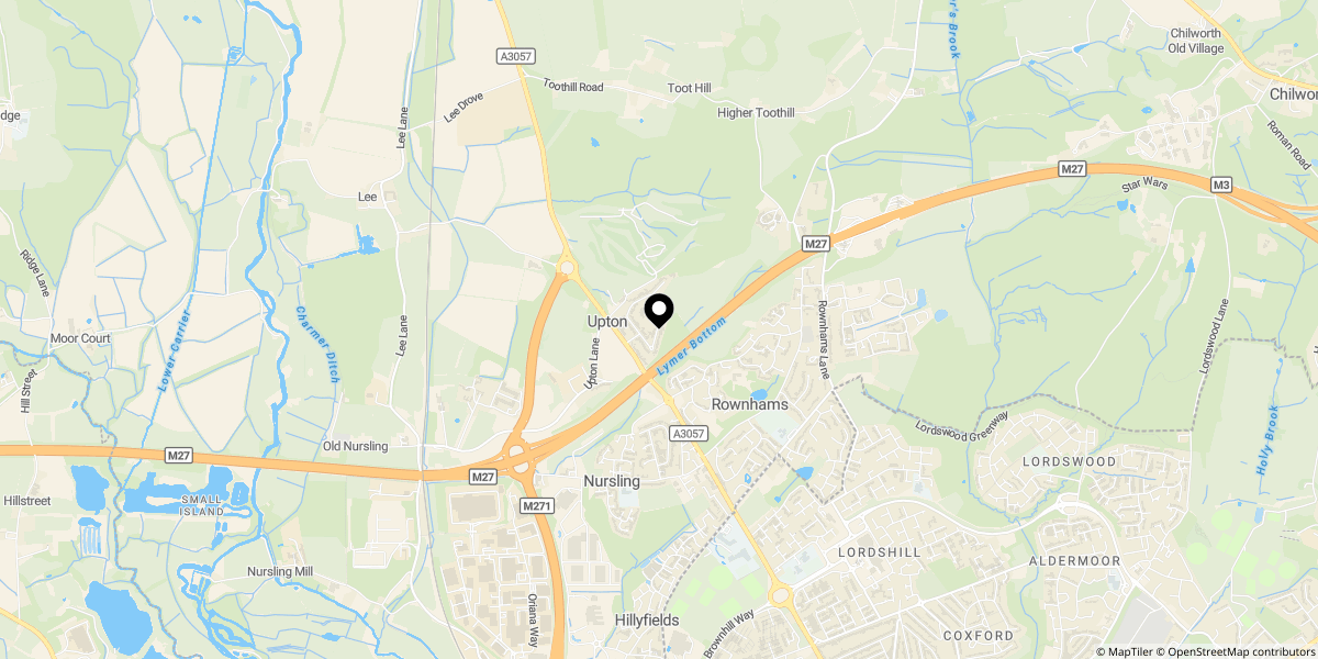 Approximate location of Upton Crescent, Nursling, SO16 8AB