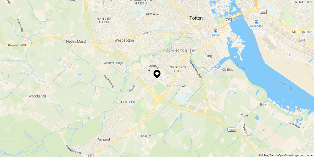 Approximate location of Pentridge Way, Ashurst Bridge, SO40