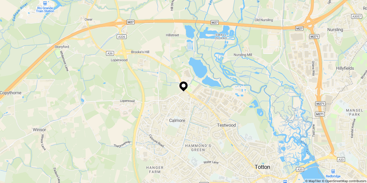 Approximate location of Longbridge Close, Calmore, SO40 2QY