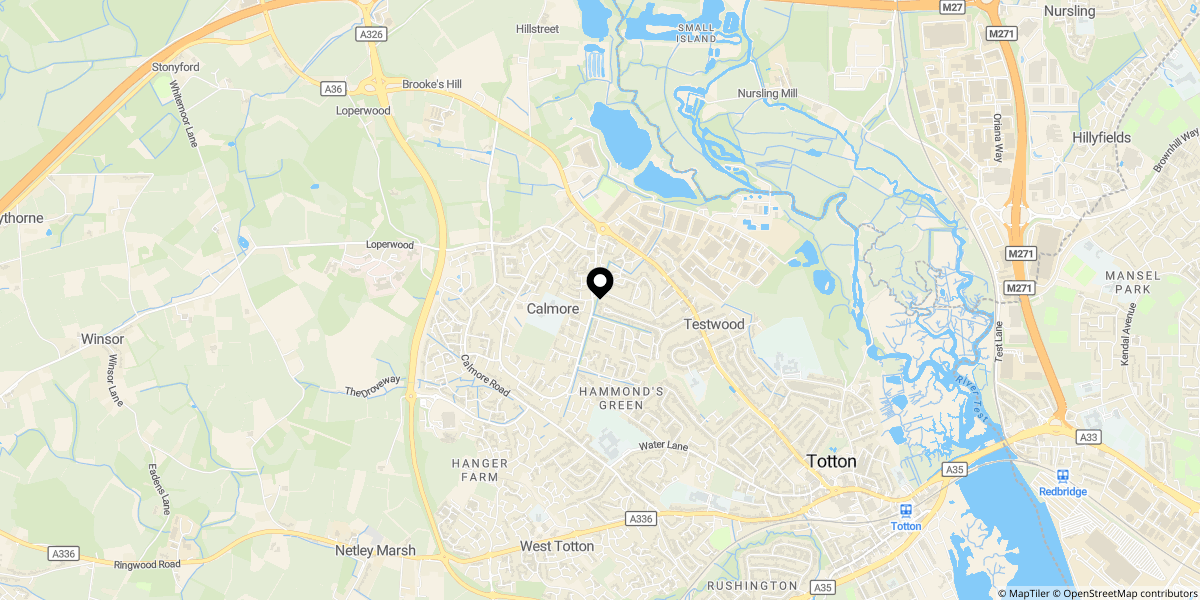 Approximate location of Archers Close, Calmore, SO40