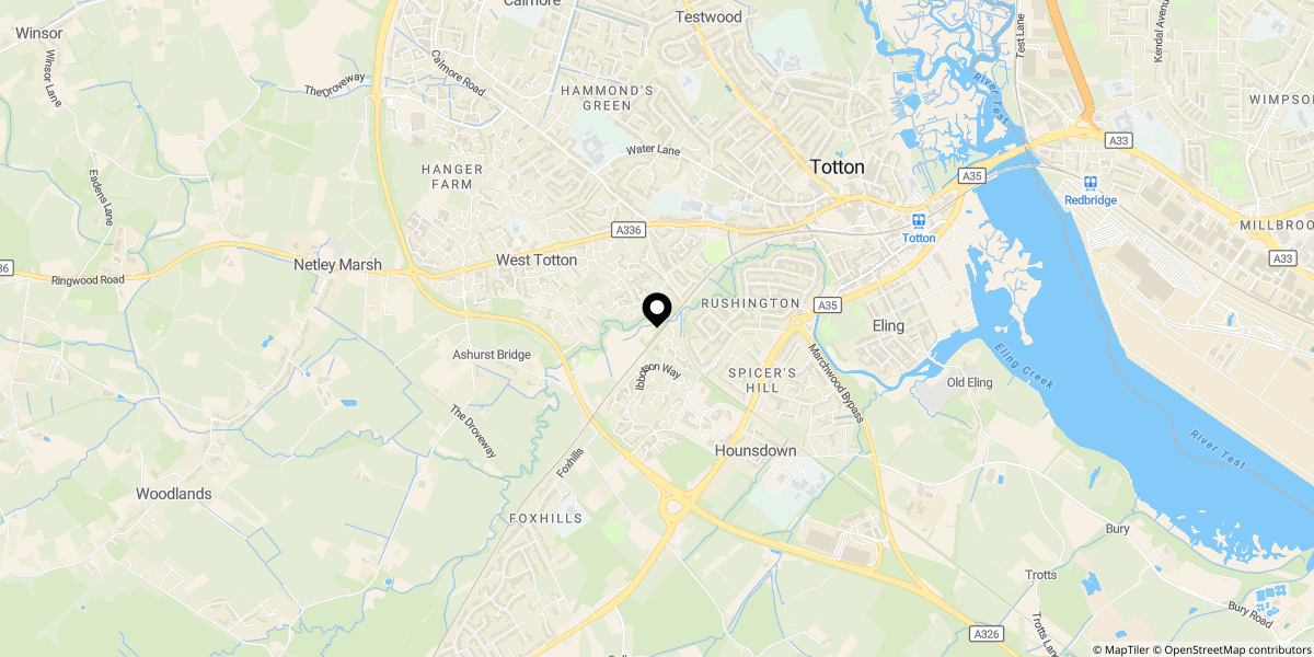 Approximate location of Monks Place, Totton, Southampton, SO40 8TX