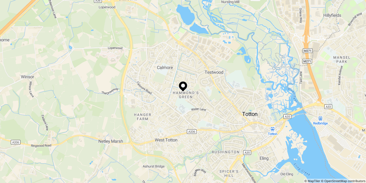 Approximate location of Wetherby Court, Totton, Southampton, SO40 8UU