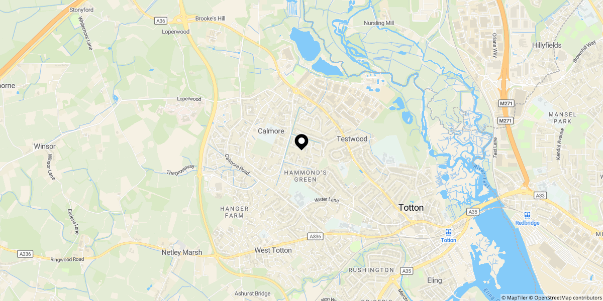 Approximate location of Cheam Way, Totton, Southampton, SO40 3PL