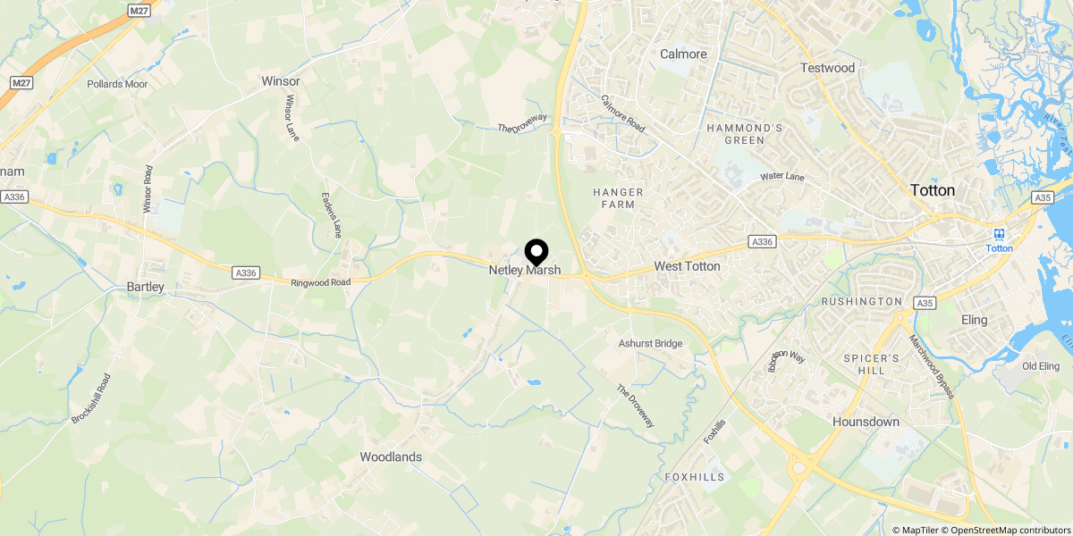 Approximate location of Priestlands Close, Woodlands, SO40 7GD