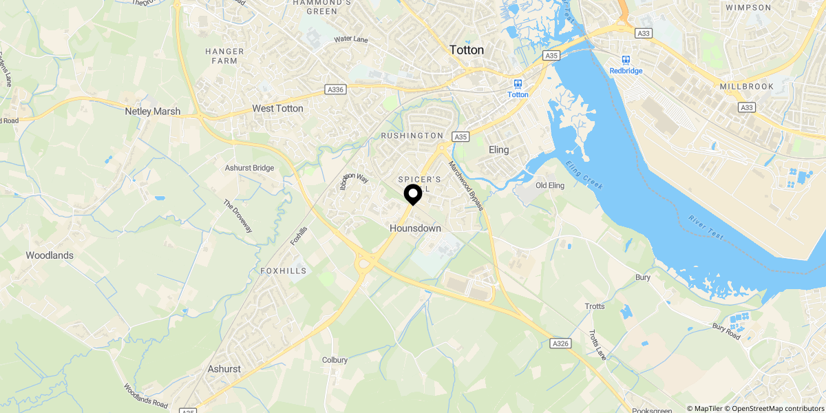 Approximate location of Hounsdown Avenue, SO40