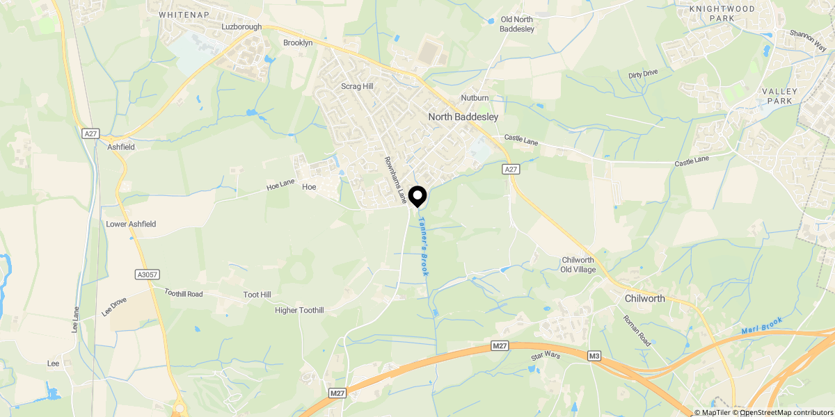 Approximate location of Meadow Close, North Baddesley, SO52 9FQ