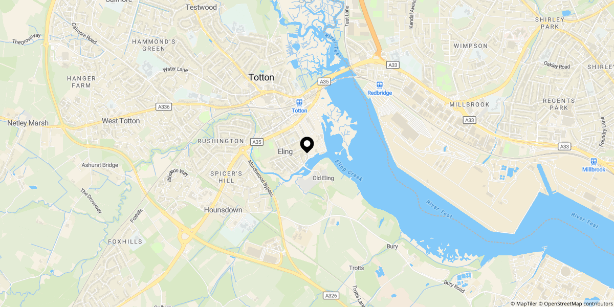Approximate location of Lexby Road, Eling