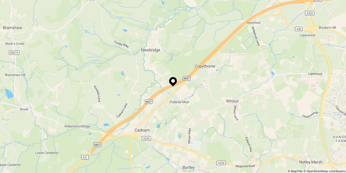 Approximate location of Romsey Road, Copythorne, SO40