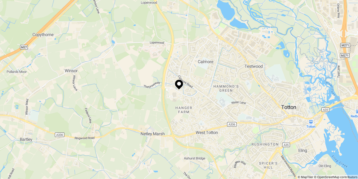 Approximate location of Aspen Walk, West Totton