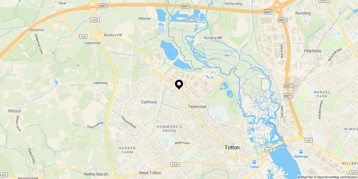 Approximate location of Shakespeare Drive, Totton 