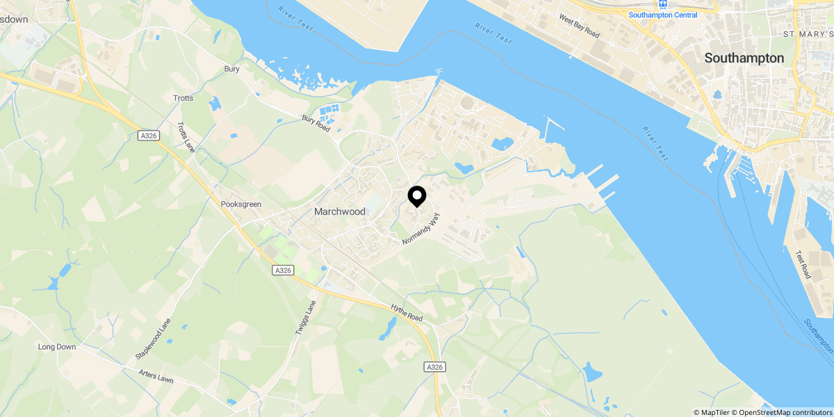Approximate location of Rosewood Gardens, Marchwood