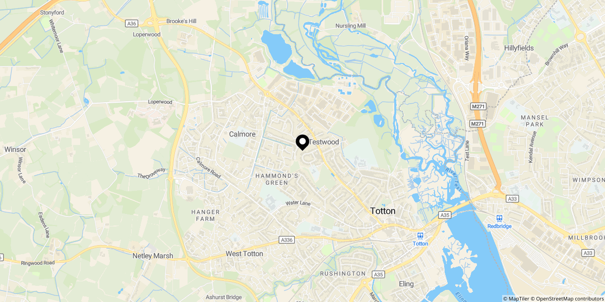 Approximate location of Stanley Road, Central Totton