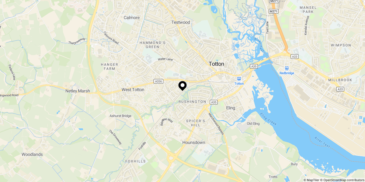 Approximate location of Brunswick Place, Central Totton