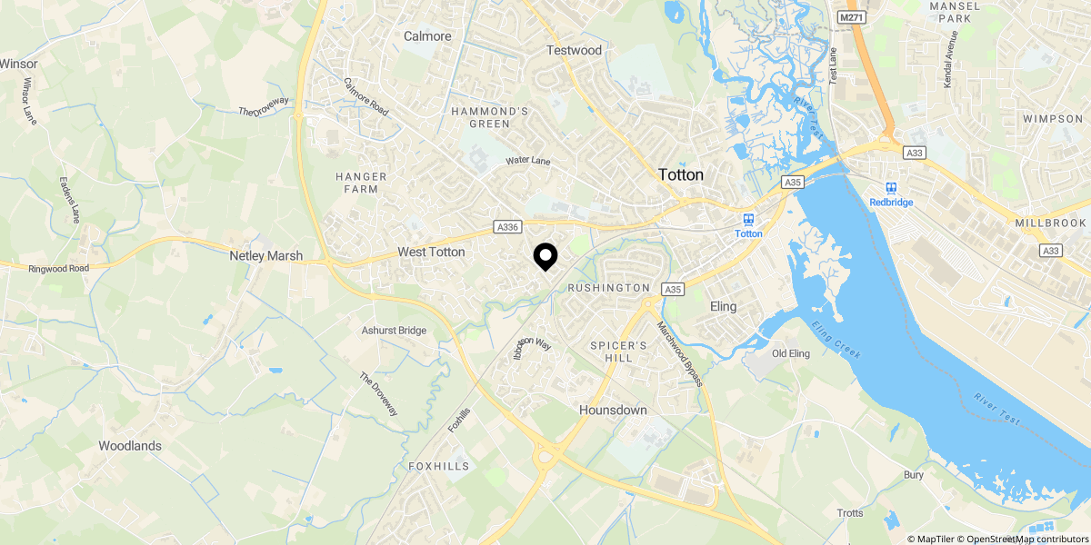 Approximate location of Holly Hatch Road, West Totton