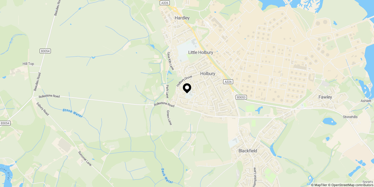 Approximate location of Whitefield Road, Holbury, SO45 2HW