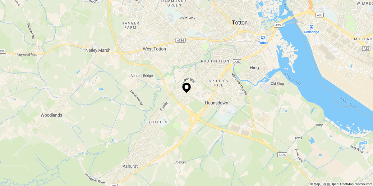 Approximate location of Birchlands, Ashurst Bridge
