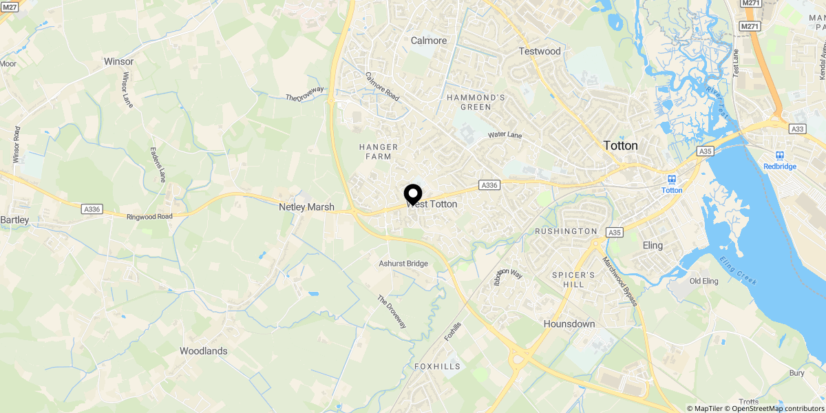 Approximate location of Holland Road, Totton