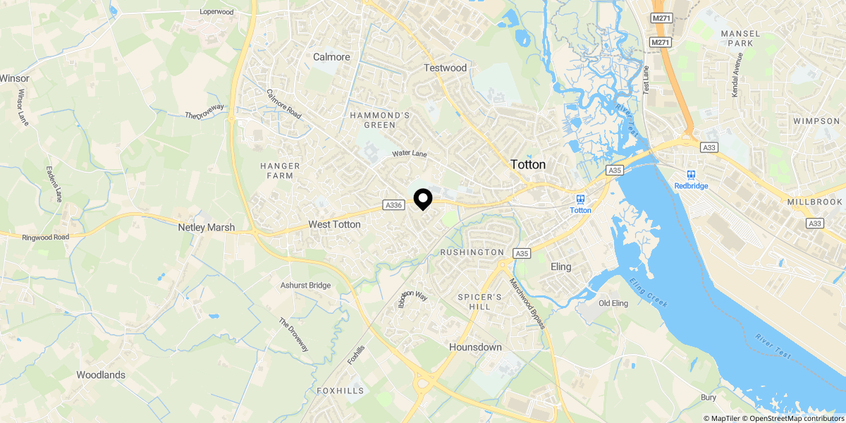 Approximate location of Longstock Court, Central Totton