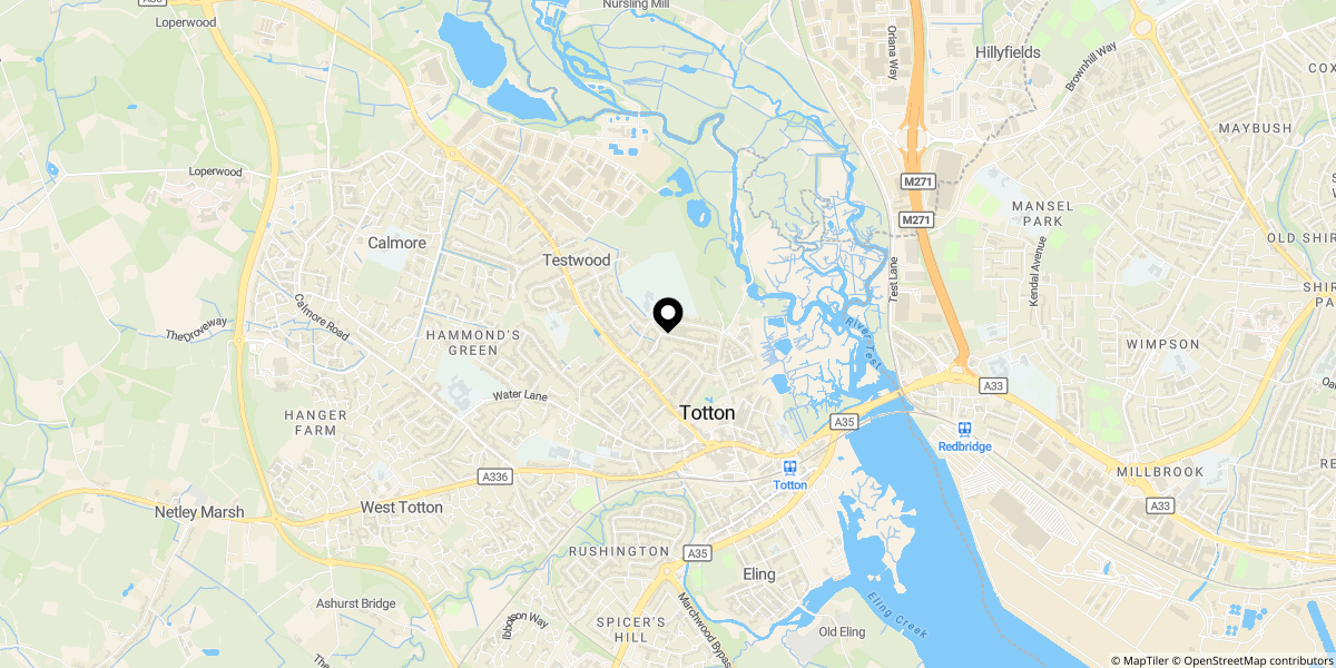 Approximate location of St Michaels Road, Totton