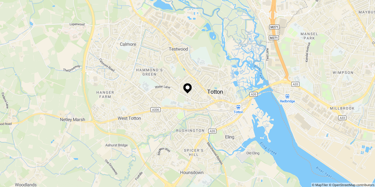 Approximate location of Lydlynch Road, Central Totton
