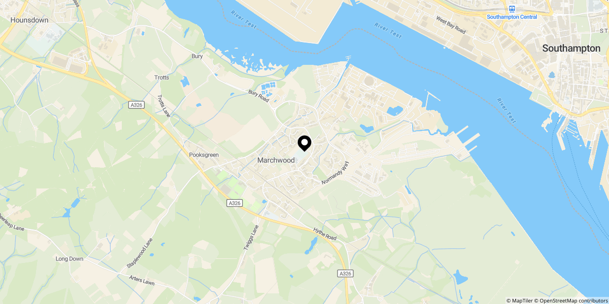 Approximate location of Evergreen Close, Marchwood