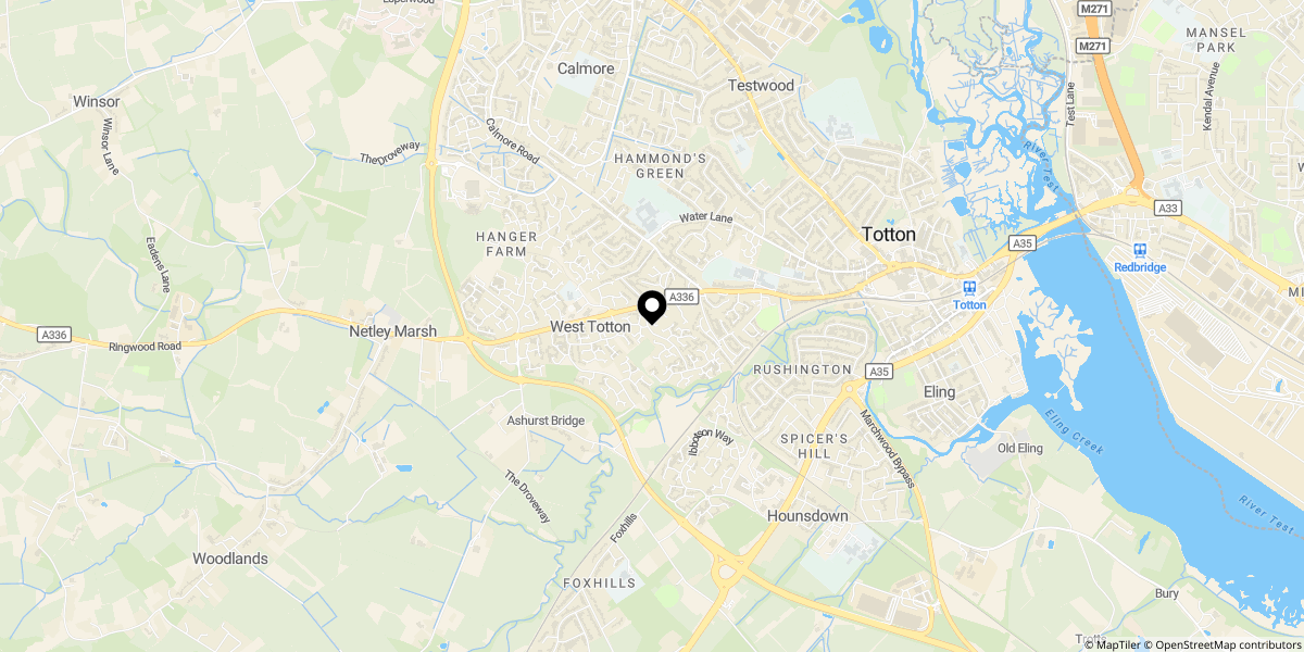 Approximate location of Elliot Close, West Totton