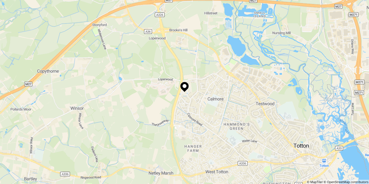 Approximate location of Calmore Crescent, Old Calmore