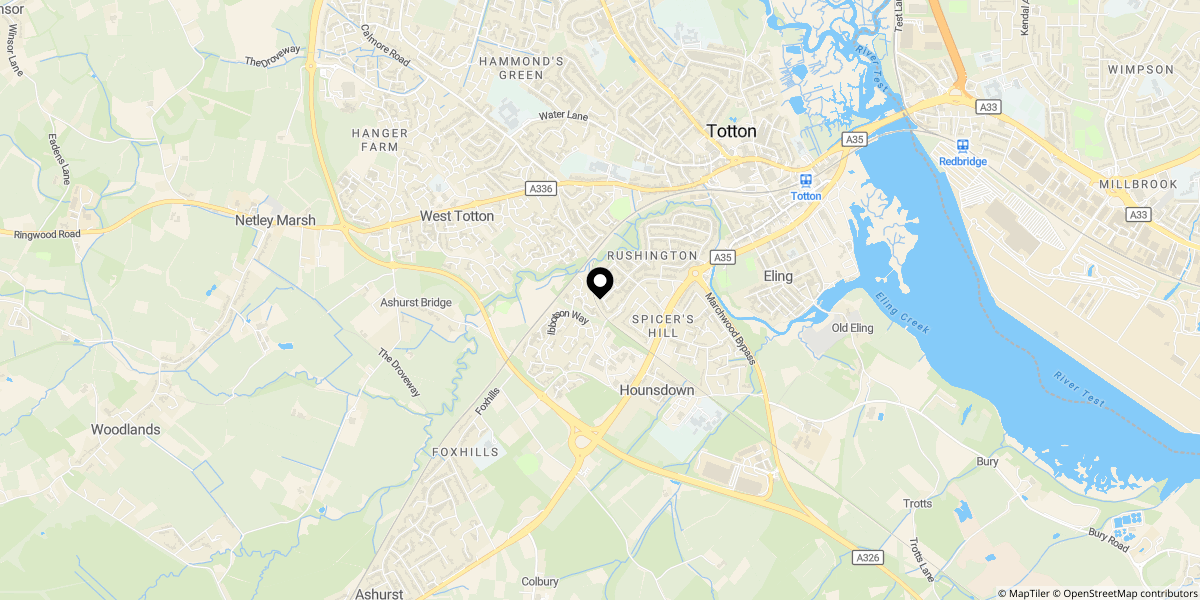 Approximate location of Roseleigh Drive, Ashurst Bridge, SO40