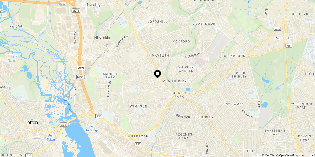 Approximate location of Thorndike Road, Southampton