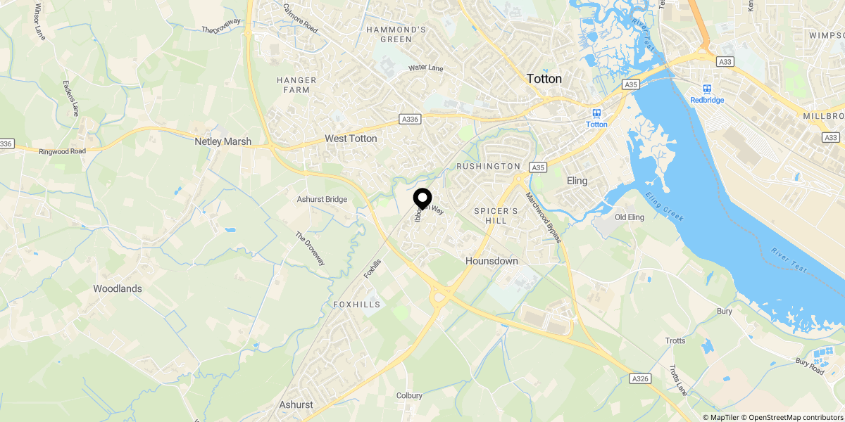 Approximate location of Pentridge Way, Ashurst Bridge, SO40