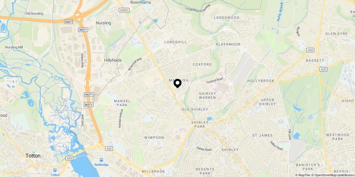 Approximate location of Romsey Road, Southampton