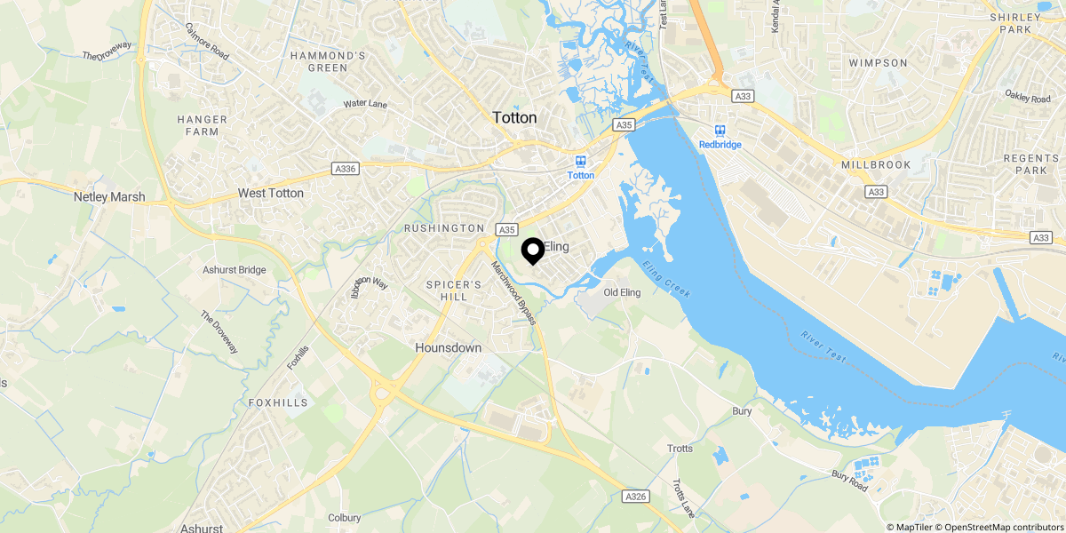 Approximate location of Milverton Road, Eling, SO40
