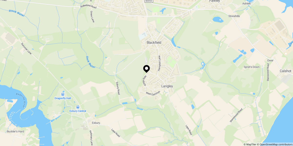 Approximate location of The Glade, Blackfield