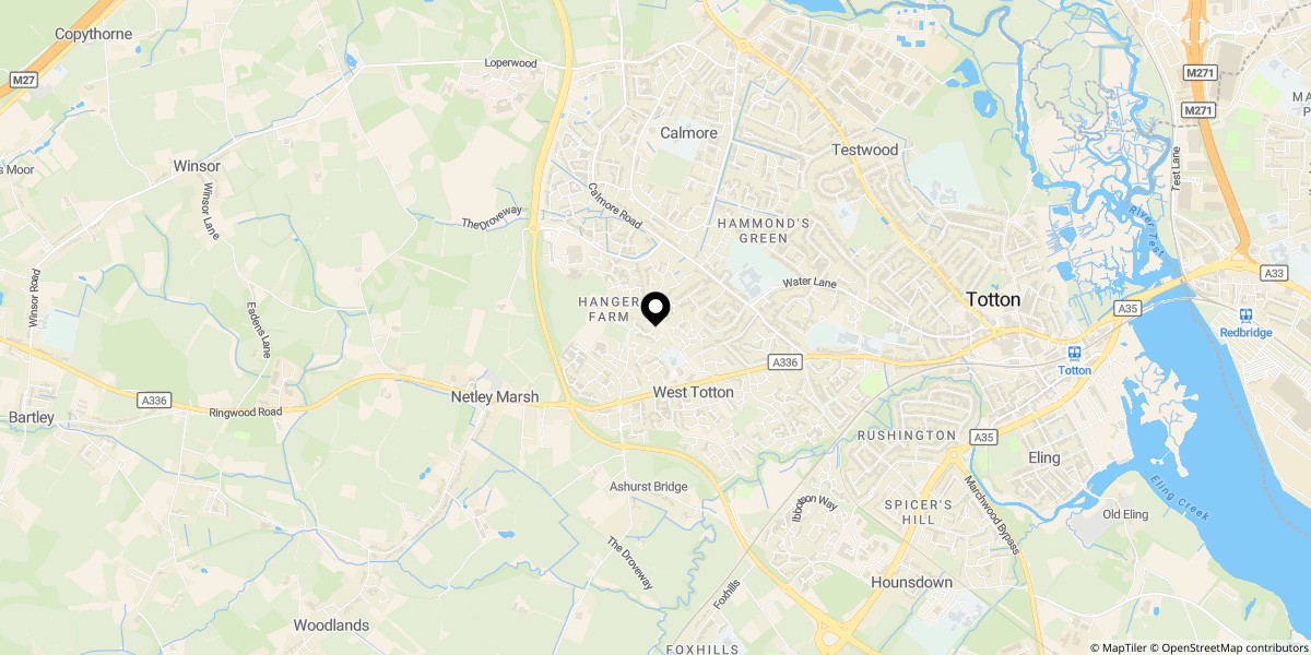 Approximate location of The Bramblings, West Totton