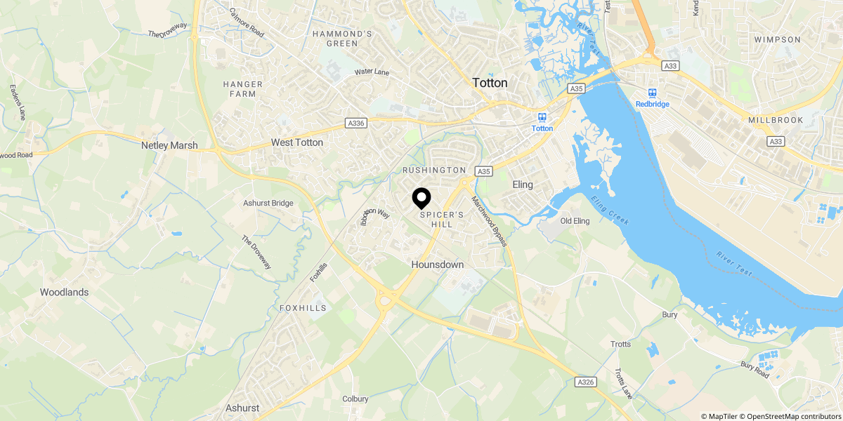 Approximate location of Rushington Lane, Rushington Manor