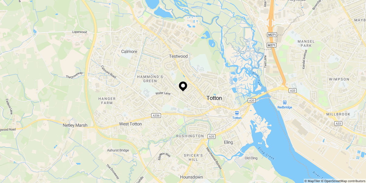 Approximate location of Sunset Road, Totton, Southampton